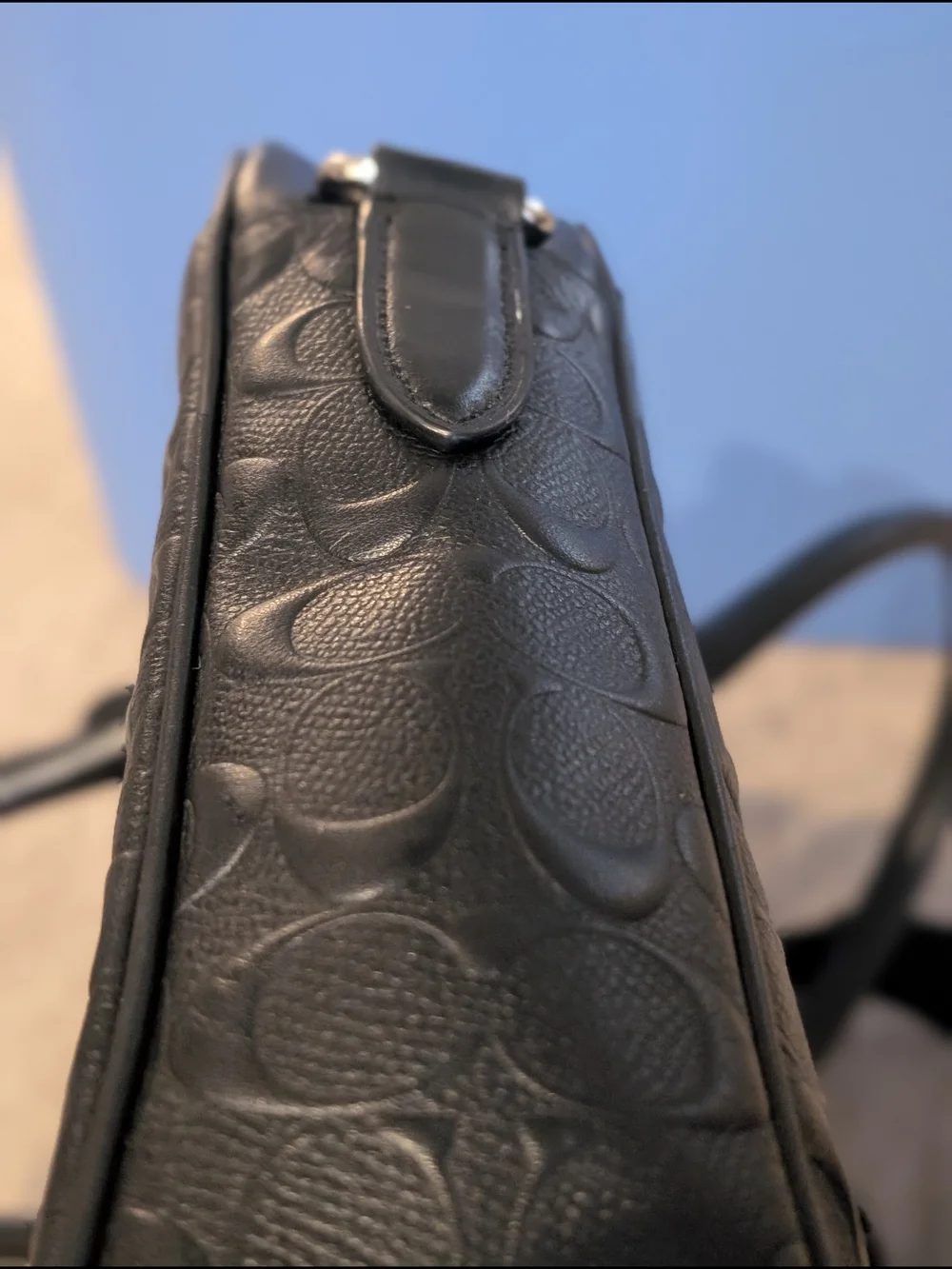 Coach Men's Black Signature Embossed Leather Briefcase