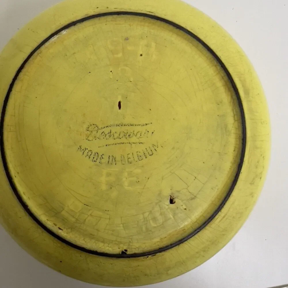 VTG Belgian Descoware Yellow Enamel Cast Iron 2-in-1 Skillet & Saucepan
