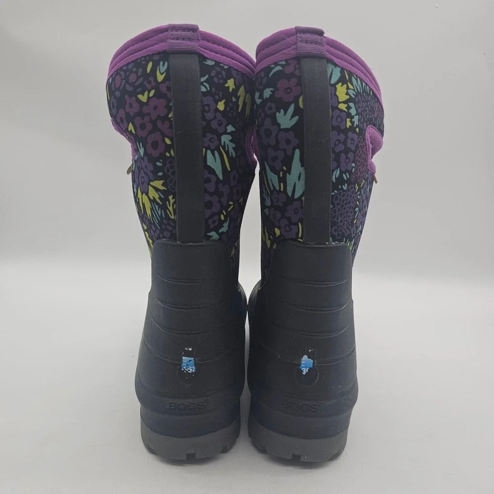 Bogs Classic II Black Purple Winter Snow Rain Boots Shoes Youth 6 Girls EUC