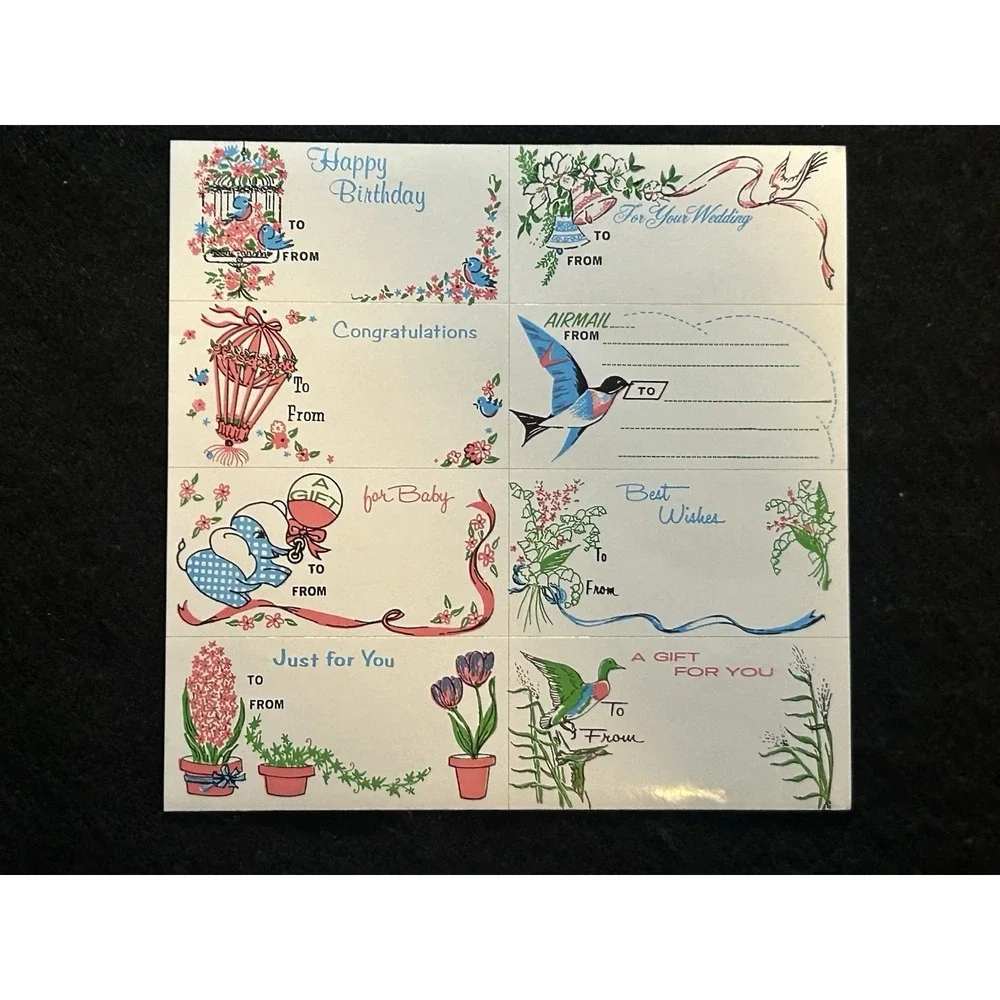 Gift Tags Vintage Lot - 4 Mixed Sheets Birthday, Wedding, Christmas, Baby (36+)