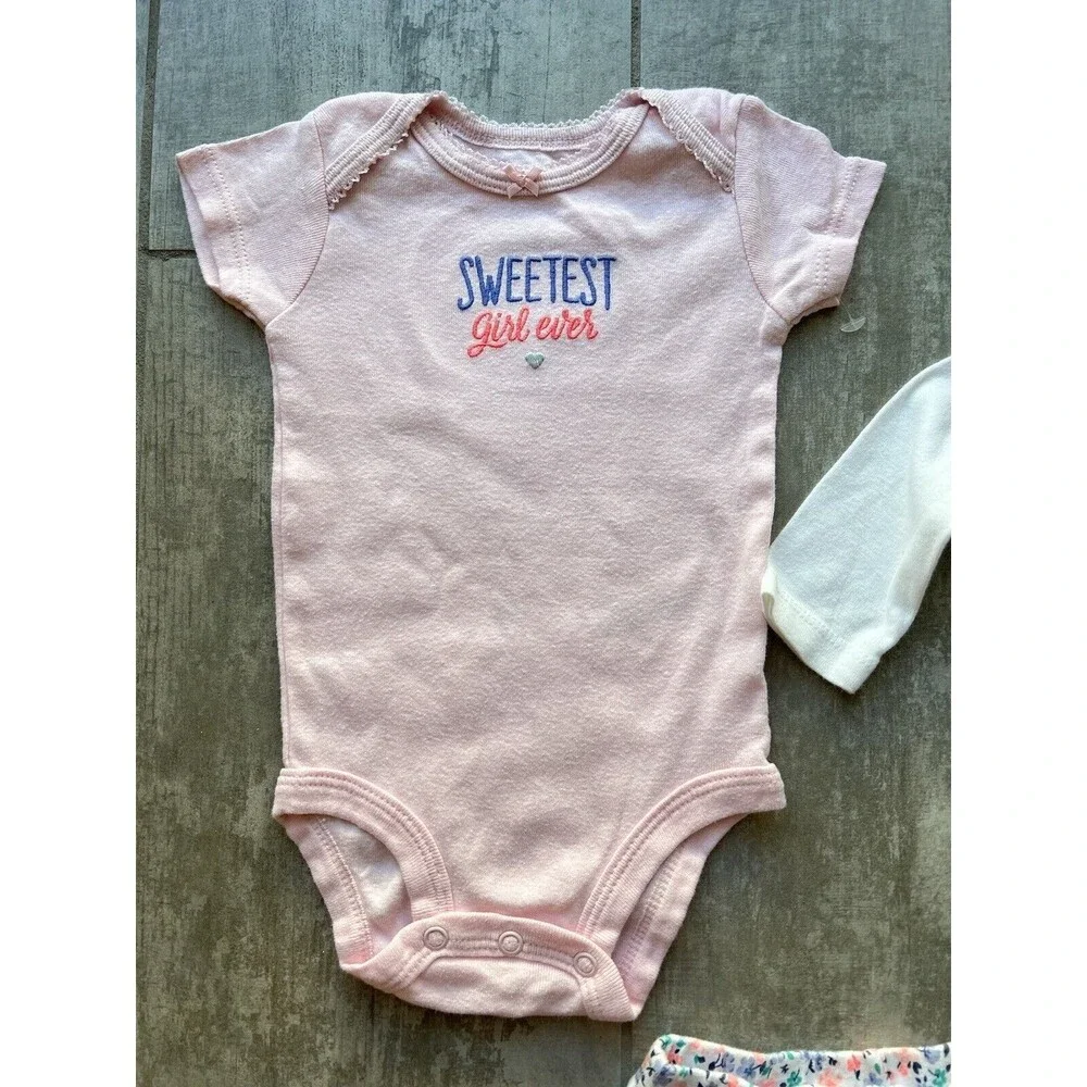 Baby Girl 3 Piece Outfit Set Boho Elephant SWEET One Piece Bodysuits & Pants 3m