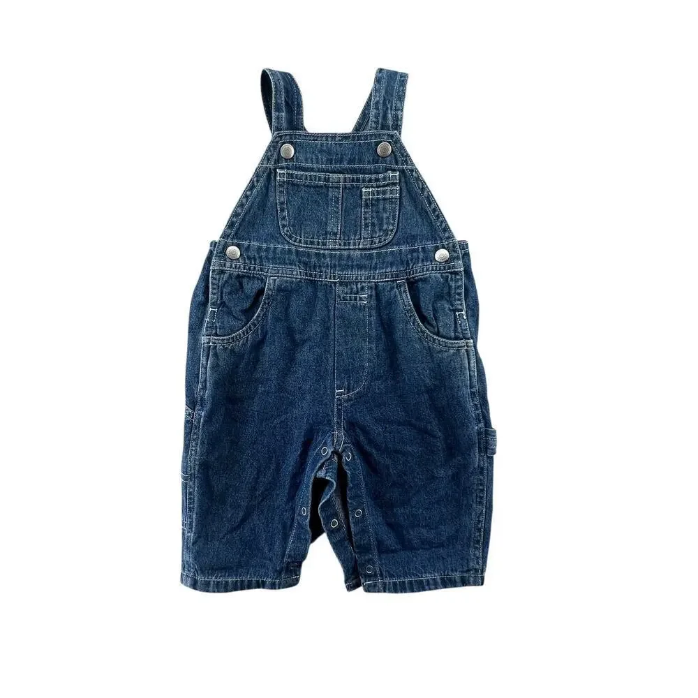 Vintage Baby Gap Classic Denim Overalls Unisex Infant 3–6 Months Snap Leg