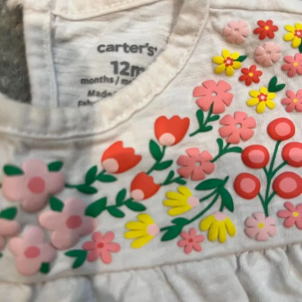 Carter's 3-Piece Baby Girl Outfit Set Floral print Neckline – 12M