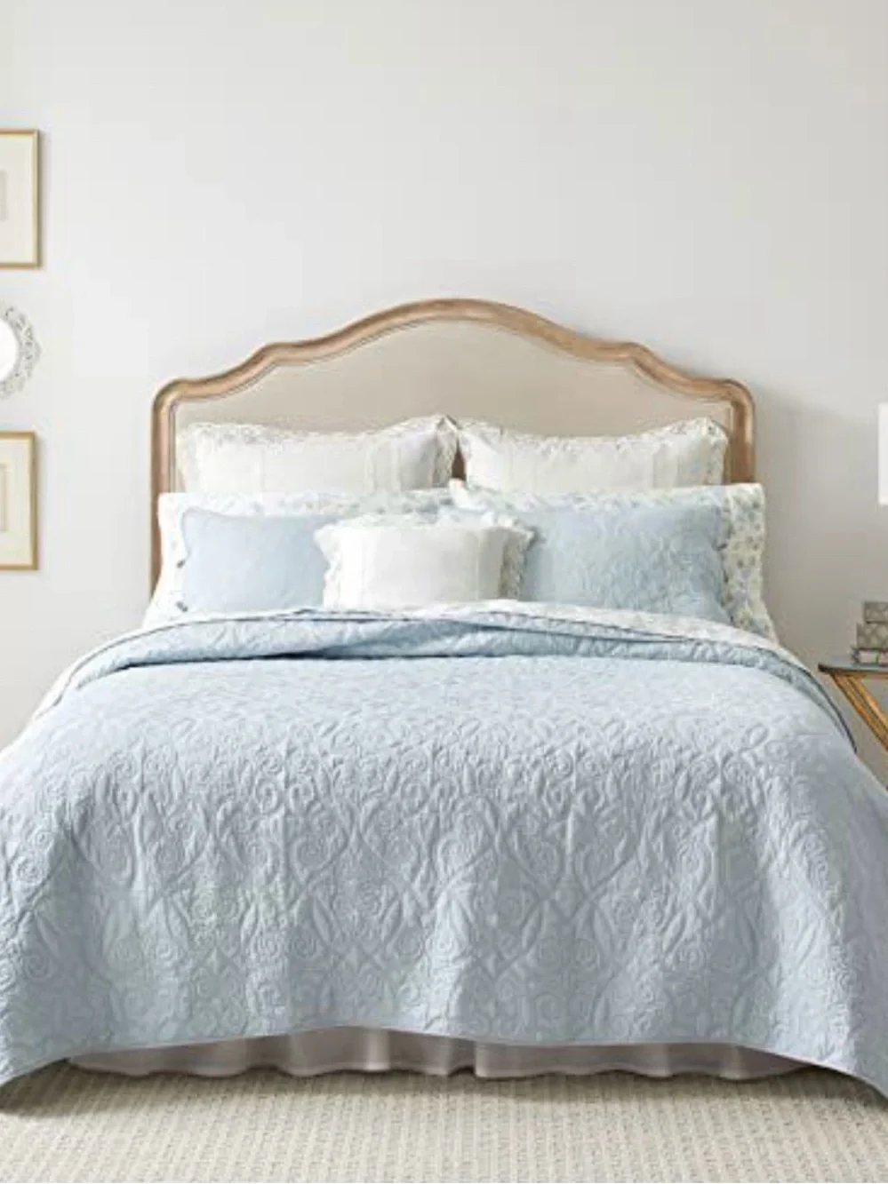Light Blue Quilted Bedspread Set - Classic Home Bedding Laura Ashley