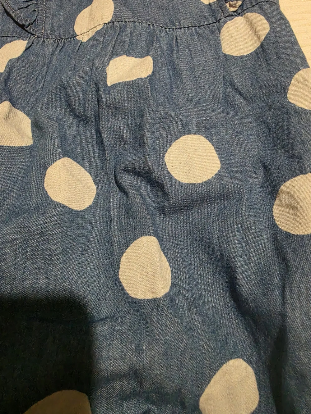 Carter's Blue Polka Dot Ruffle-Strap Romper Size 6m