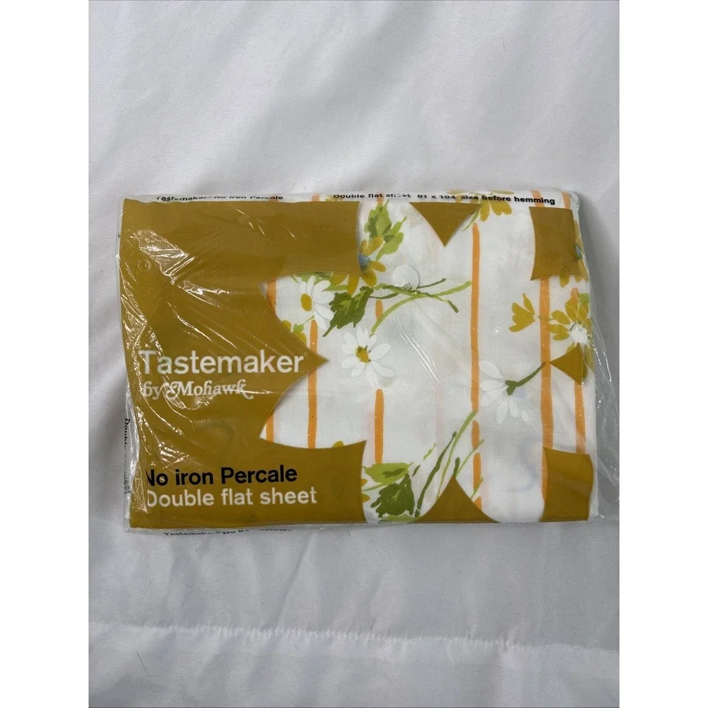 VTG Percale Tastemaker Mohawk Double Flat Sheet No‎ Iron Floral 81