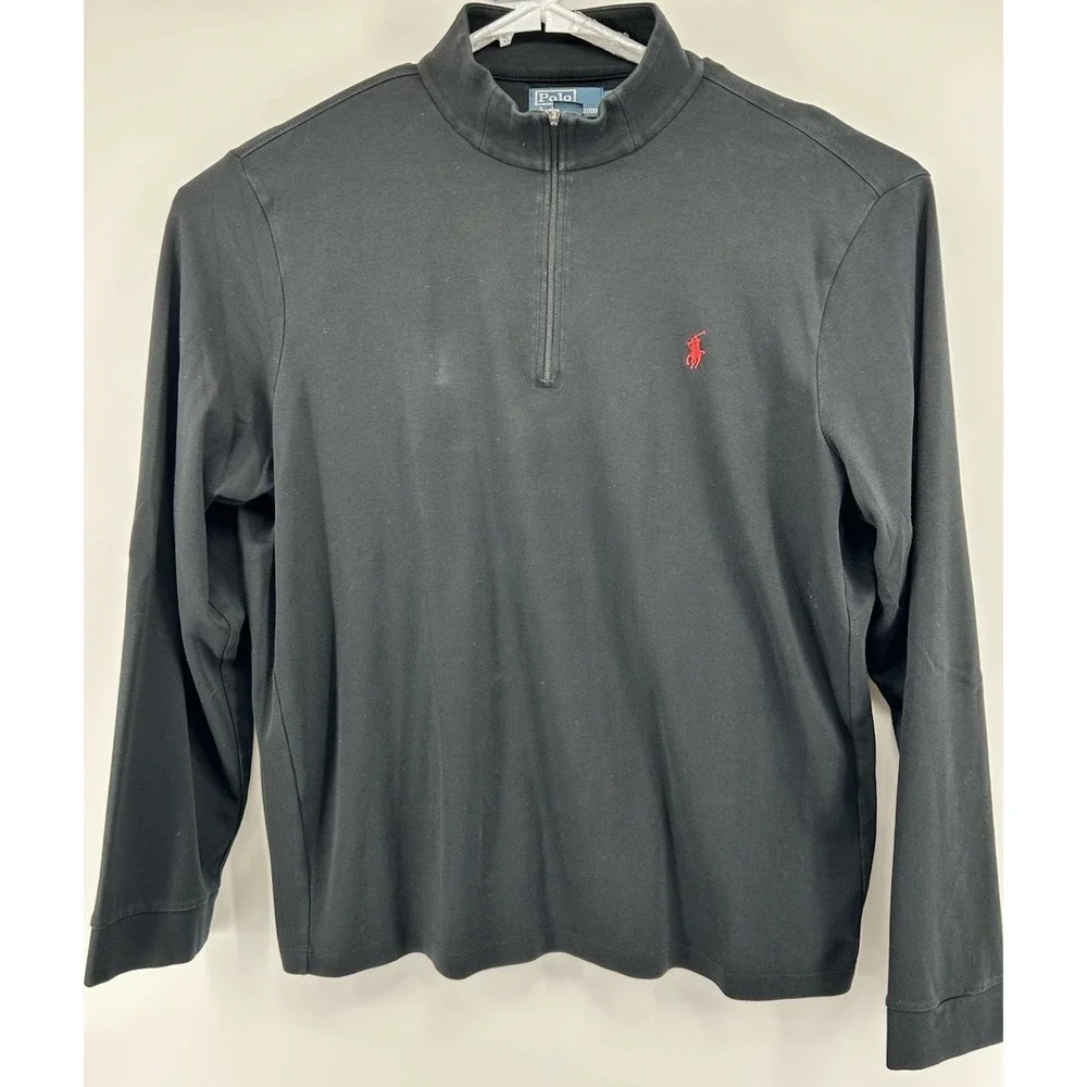 Polo Ralph Lauren Pima Cotton Long Sleeve Quarter‎ Zip Pullover Black Size 2XL