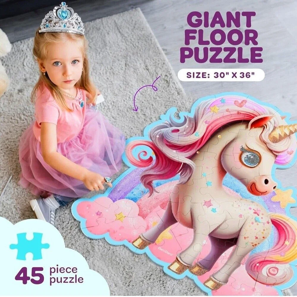 Jumbo Shimmery Floor Puzzle Unicorn Jigsaw Large 45 Piece NEW 30