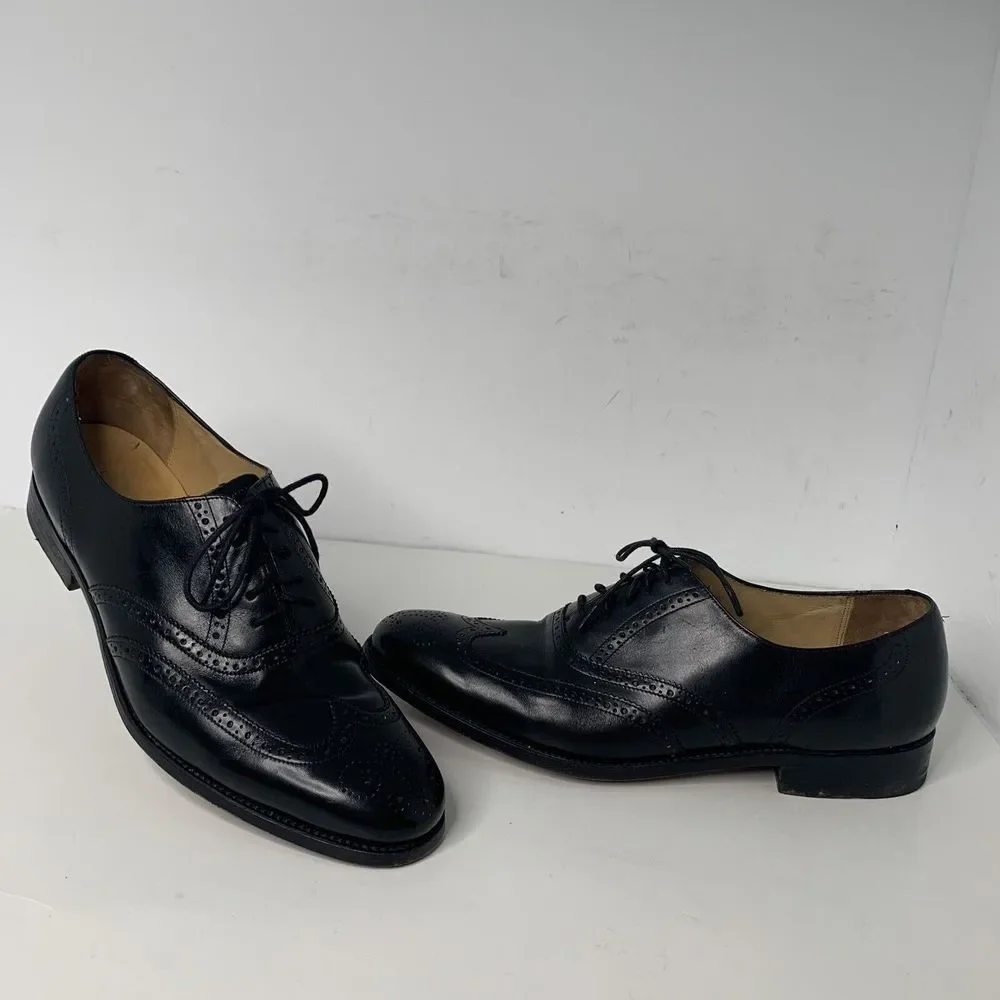 Savile‎ Row Selected Shoes Mens 12 Dress Wingtip Oxford Black Leather EUC
