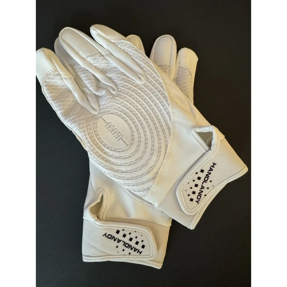 NEW HANDLANDY Football Gloves White Adult Large Receiver Grip Gloves