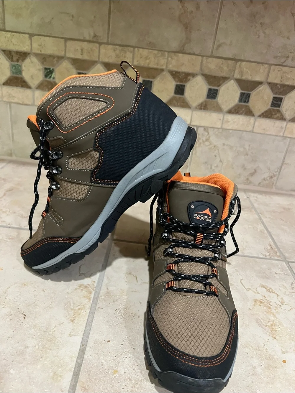 Men's Brown & Orange Hiking Boots