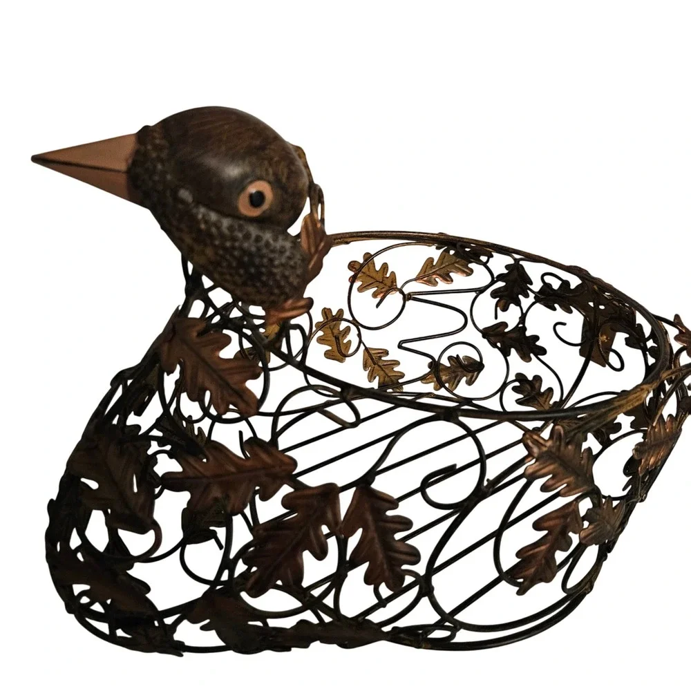 Vintage‎ Rustic Turkey Metal Wire Basket Decorative Trinket Holder Table Decor
