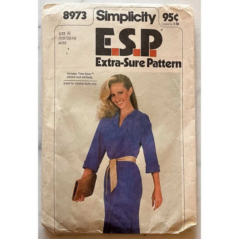 Simplicity Sewing Pattern 8973‎ Women's Pullover Dress Sz 10-12-14 Vintage 9939