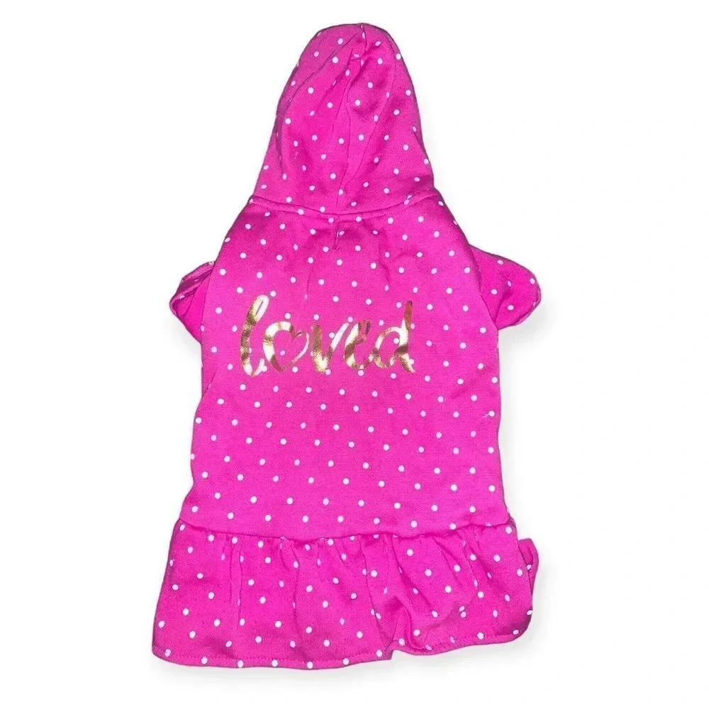 Hot Pink and Gold Loved Dress with Hood Medium
