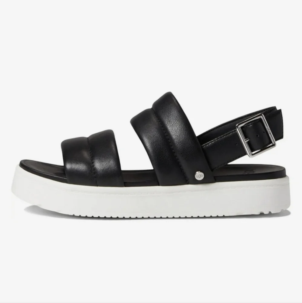 UGG Zayne Slingback Platform Sandal Black Leather