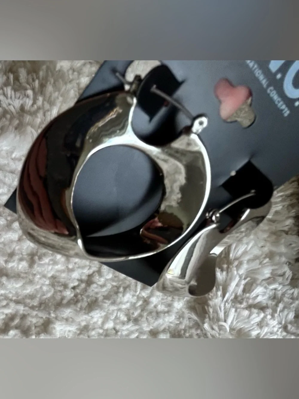 INC International Concepts Silver Sculptural Hoop Earrings