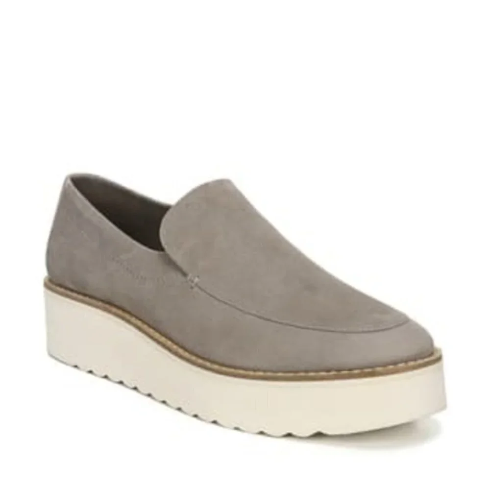 Vince Zeta Platform Suede Grey‎ Loafer Slip On Shoes