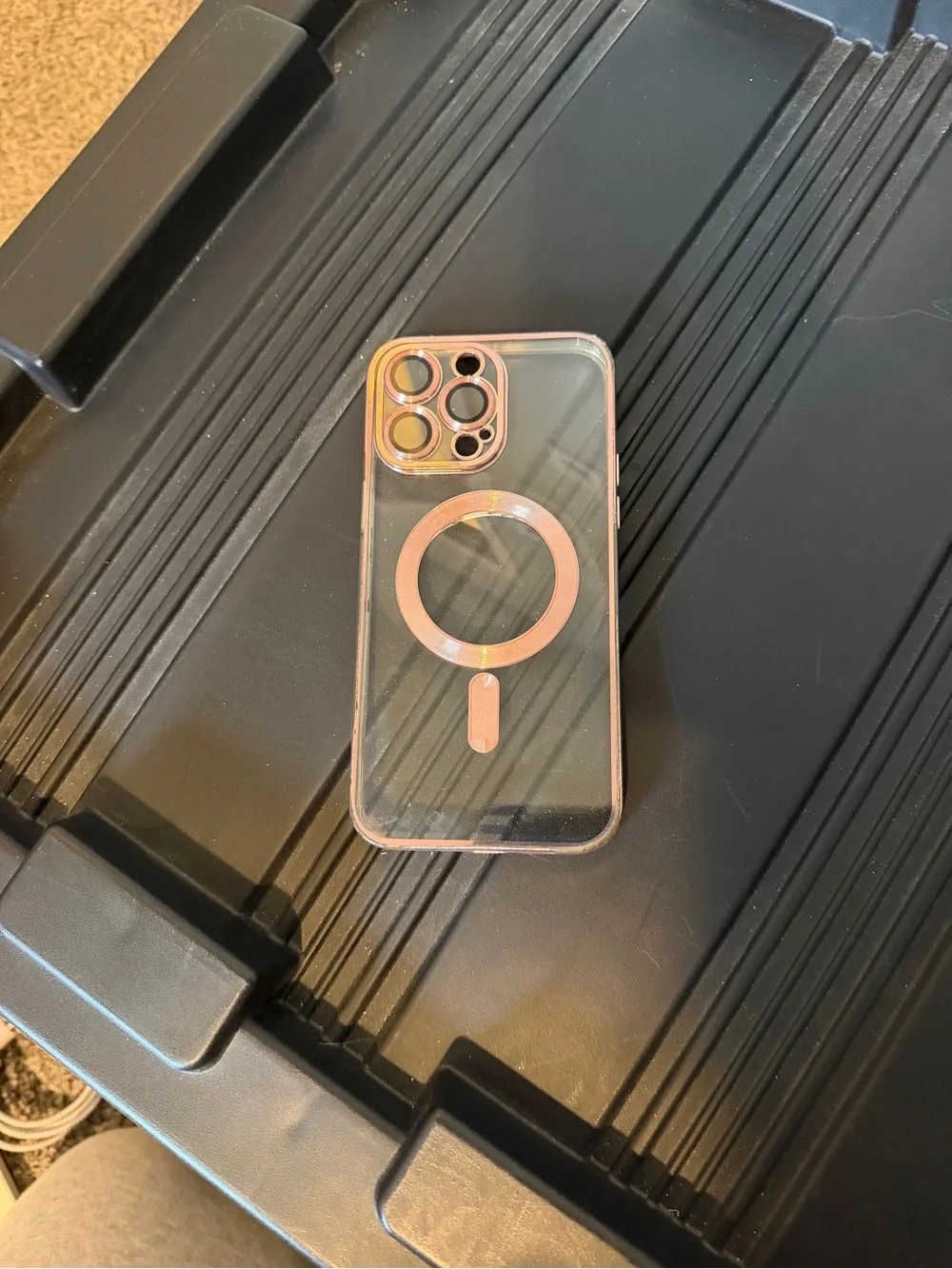 14 Pro Max Clear MagSafe-Compatible Phone Case with Rose Gold Ring