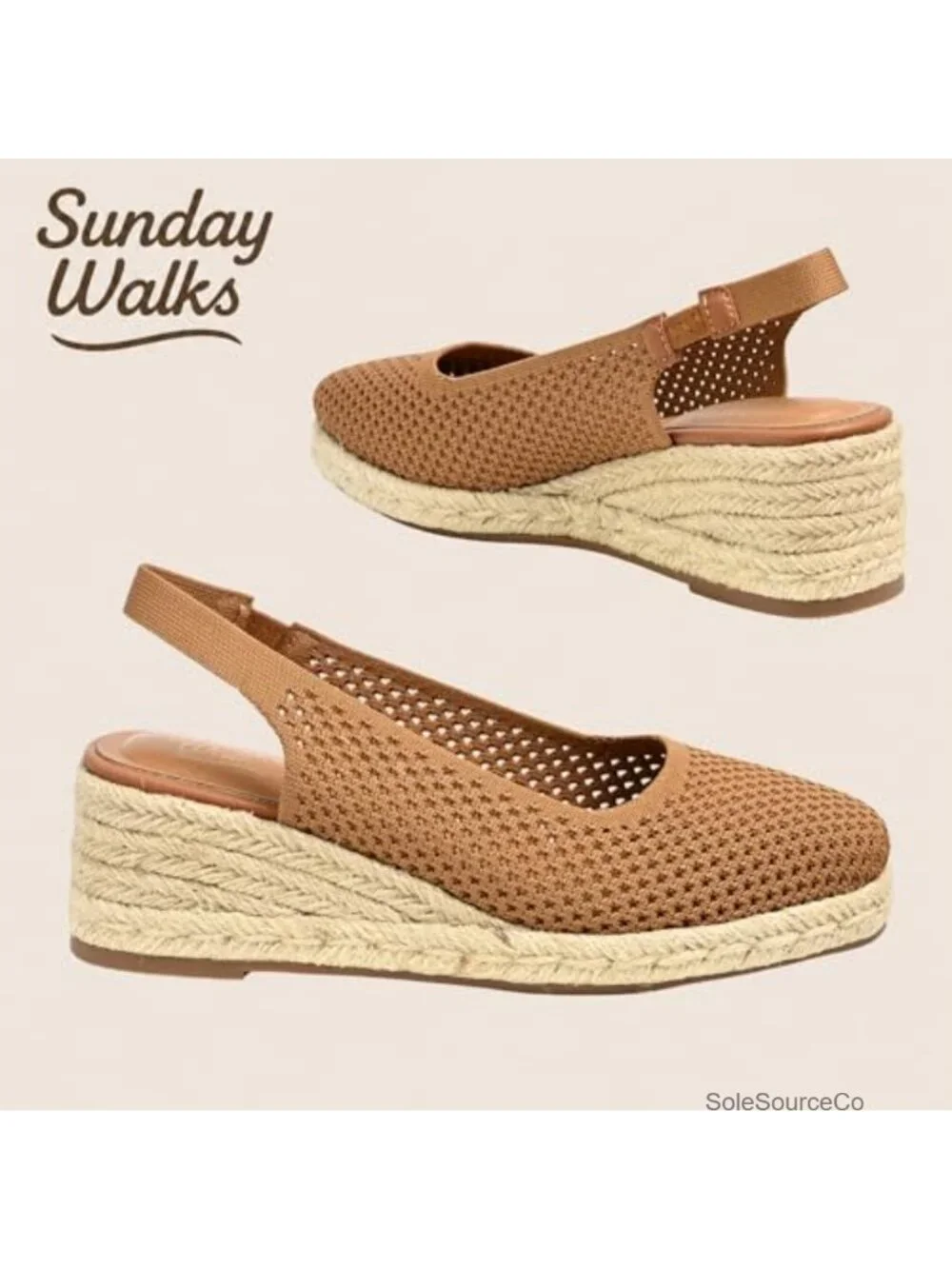 Knit Slingback Espadrille Wedge Heels Breathable Closed Toe Platform