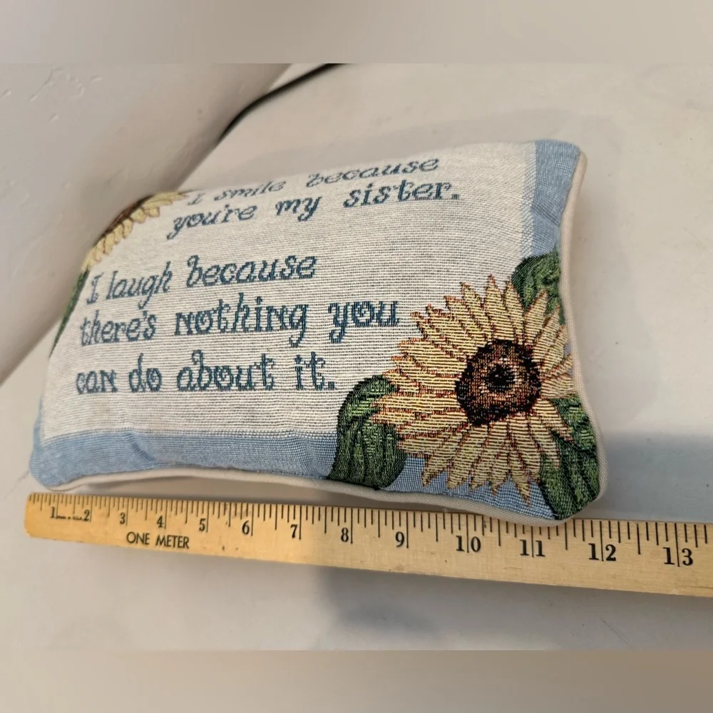 I Smile Because You're My Sister Pillow Gift Tapestry Sunflower Words Accent‎