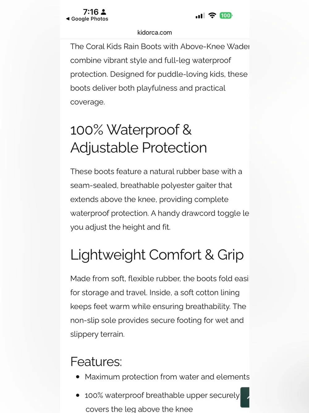 Kidorca pink waterproof