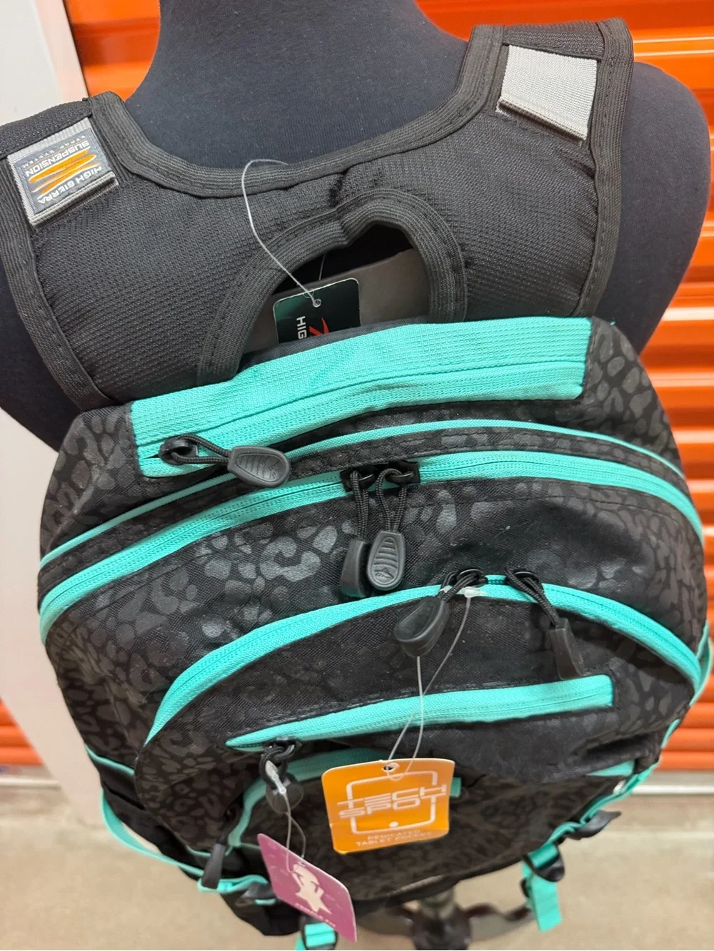 NWT High Sierra Loop Backpack, Travel/Work Bookbag with tablet sleeve Bk/Teal