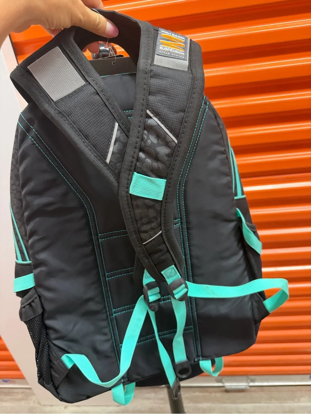 NWT High Sierra Loop Backpack, Travel/Work Bookbag with tablet sleeve Bk/Teal