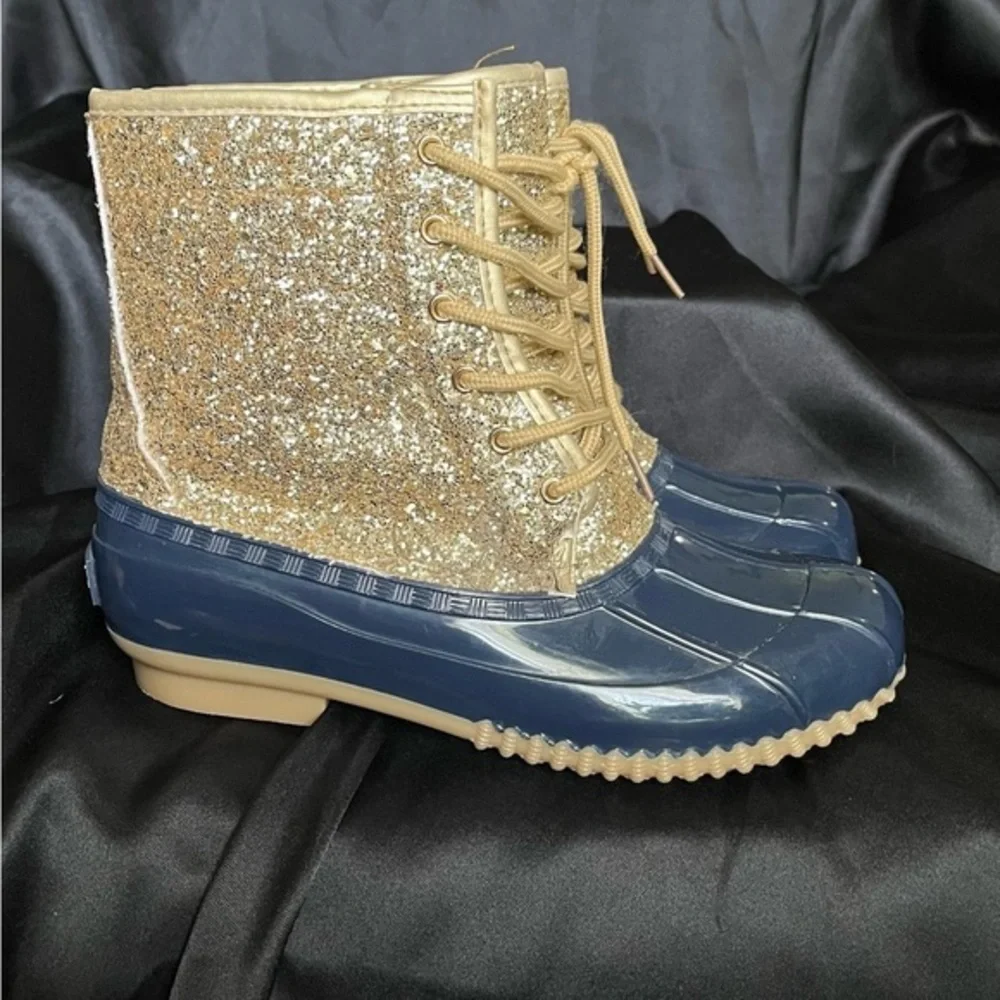 SUGAR~NAVY/ GOLD~BLING BOOTS~7
