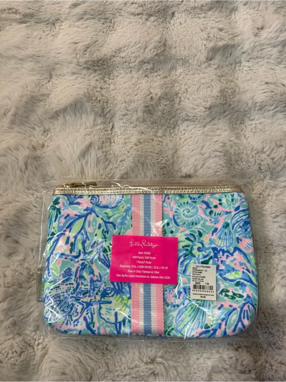 Lilly Pulitzer Pink & Blue Coastal Floral Cosmetic Pouch