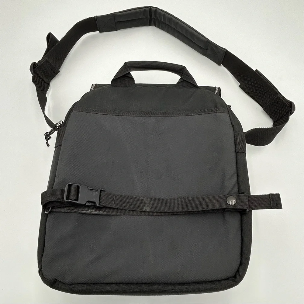 Vtg LL Bean Laptop Travel‎ Bag 12 x 15 Inch Canvas Zip Crossbody Strap Black