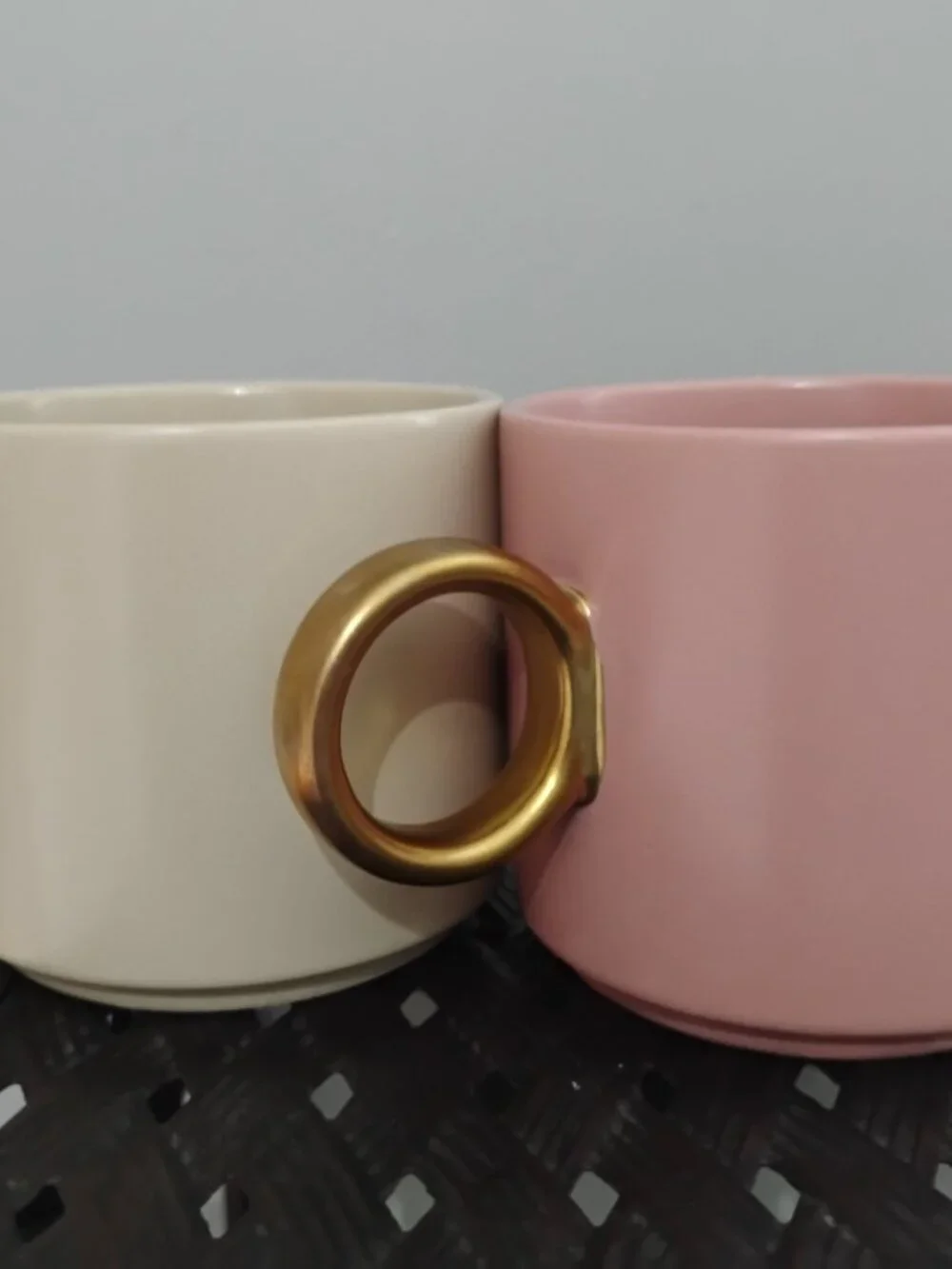 3 Soho Living Coffee Mugs with Gold Handle, Good Condition