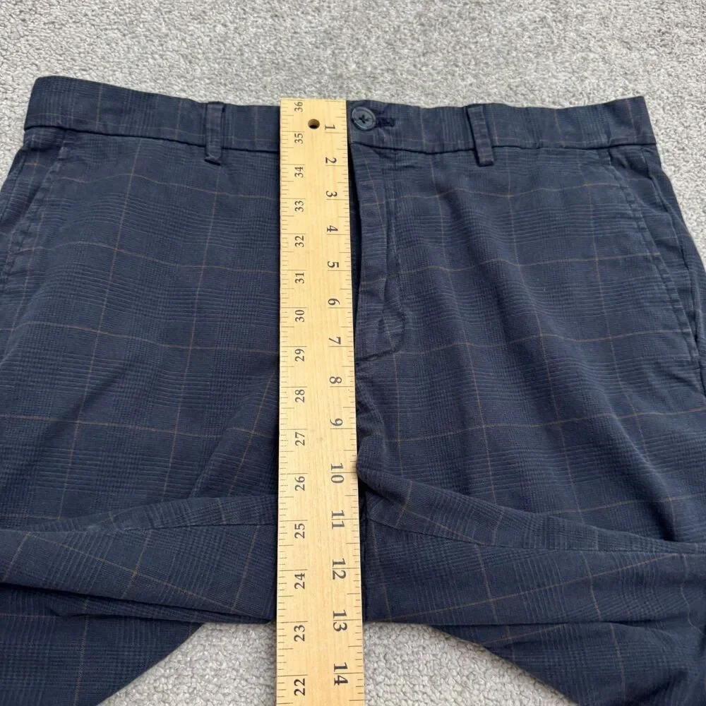 Banana Republic Slim Fit Straight Chino Pants Men 31x30 Khaki Brown Plaid Cotton