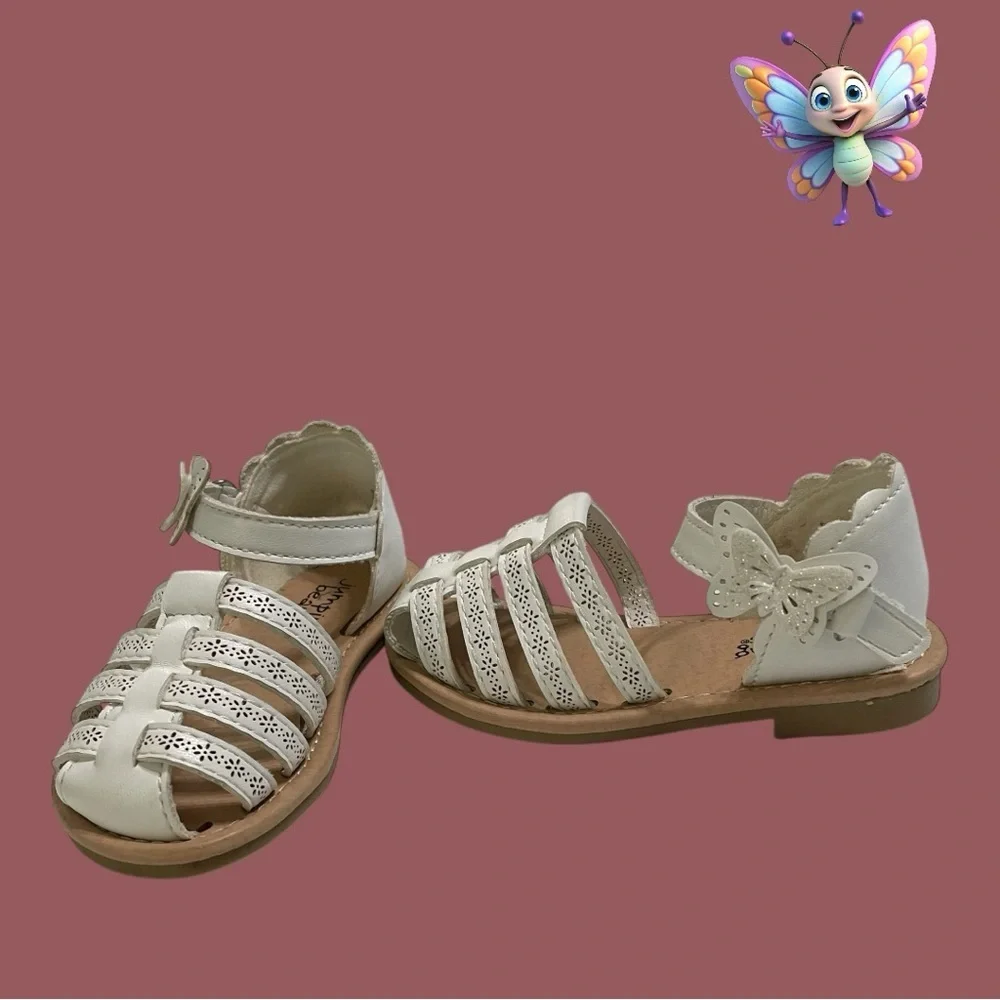 Jumping Beans sandals toddler girls 6 white fisherman style hook & loop closure