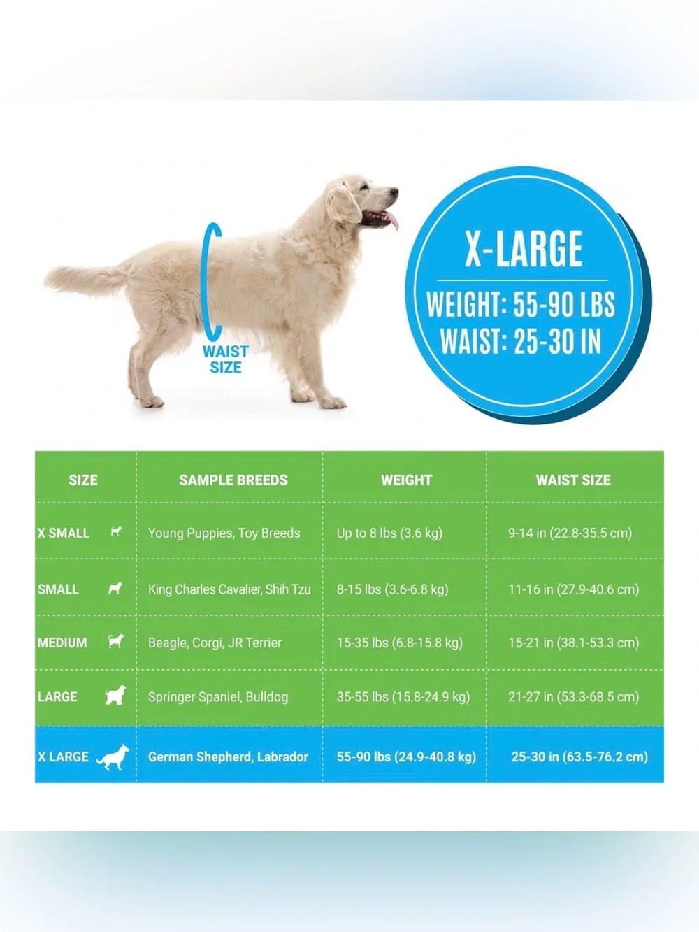 Bodhi Dog Male Extra Large Doggie Wraps - Blue