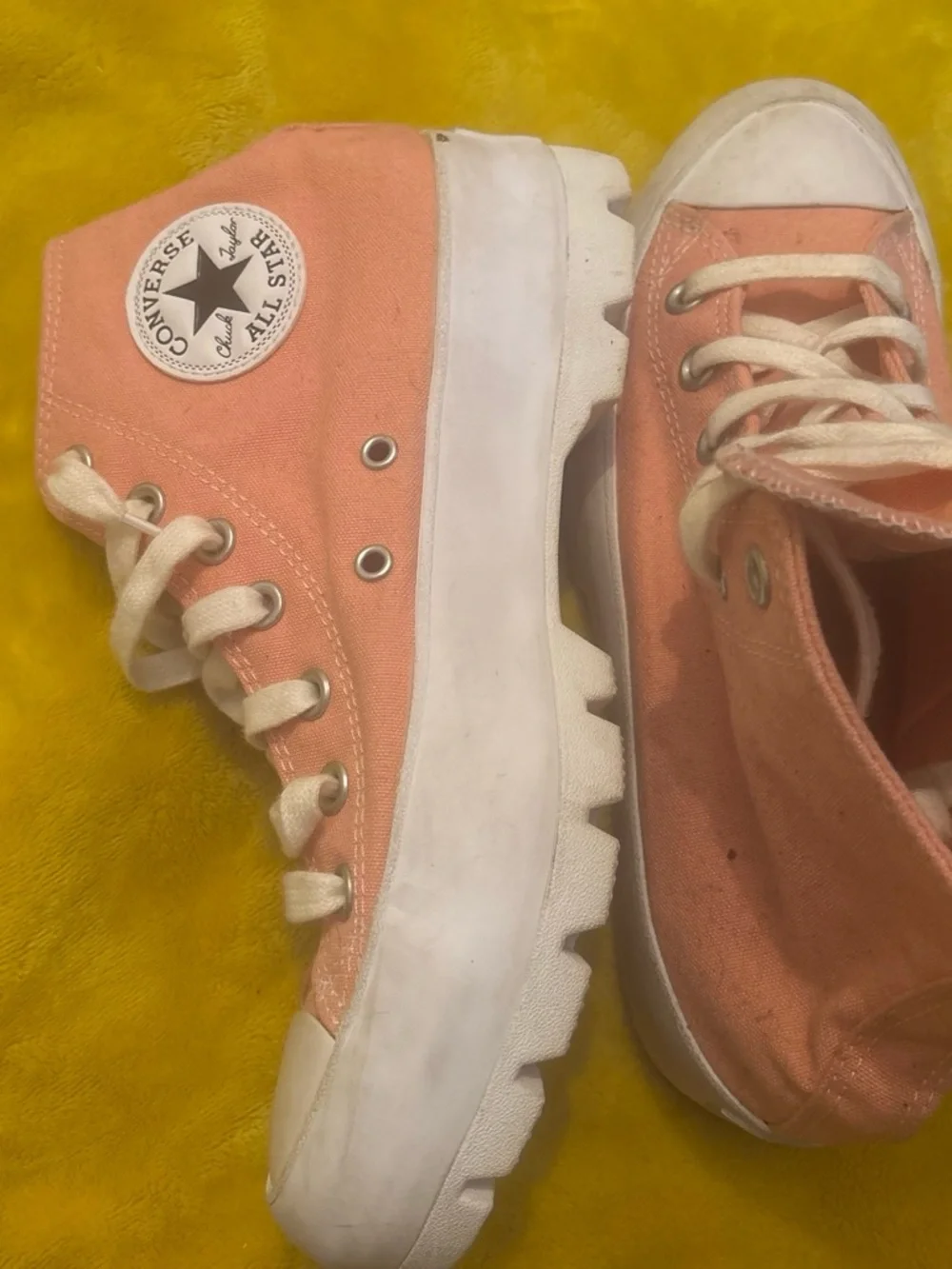 Converse Kids' Coral Pink High-Top Platform Sneakers