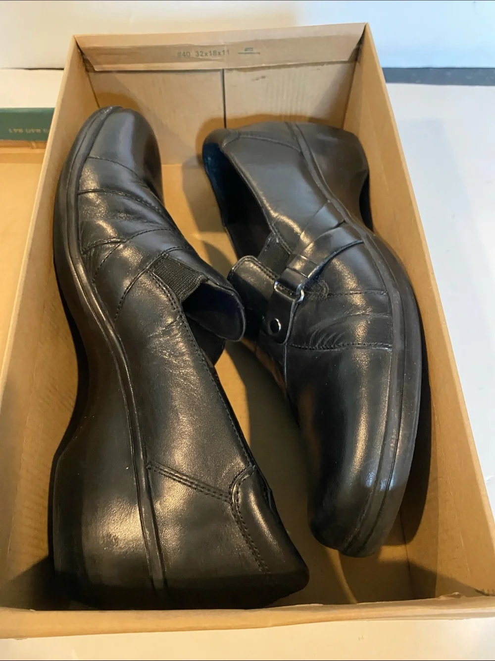 Clarks Leather May Marigold Black Slip-on Wedge Loafer