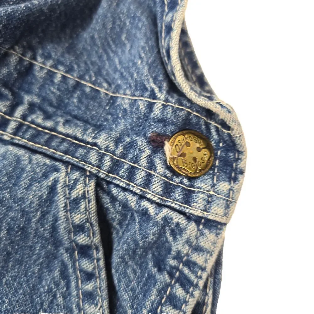 Vintage OshKosh B'Gosh Denim Overalls 24 Months Baby USA Classic Bib Jeans Blue