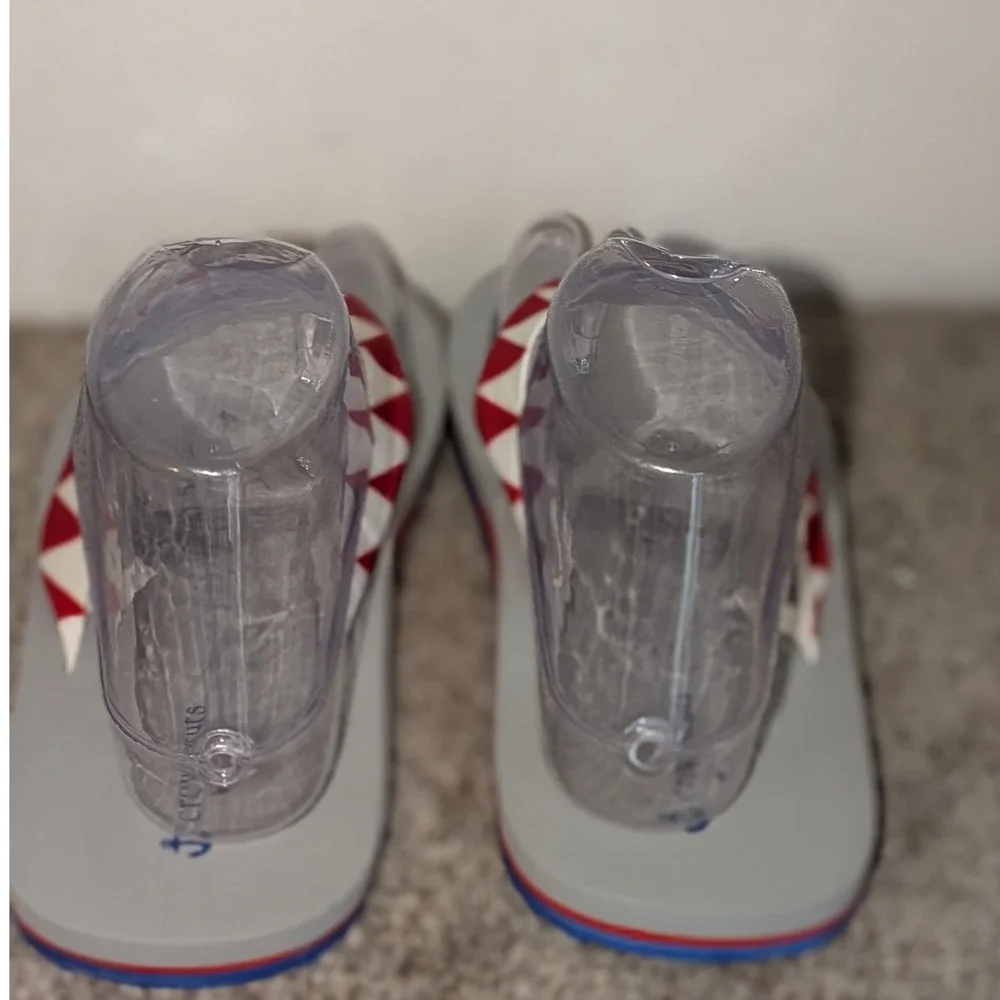 Crewcuts‎ J.Crew Boys Shark Tooth Flip Flop Sandals Grey Red Kids Size 5 NEW