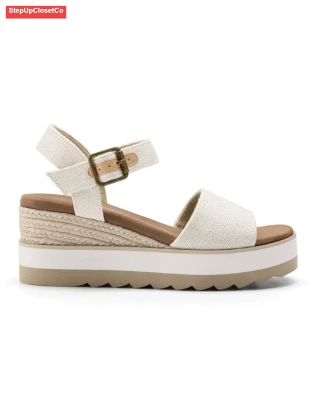 Buckle Ankle Strap Wedge Espadrille Sandals with EVA Platform