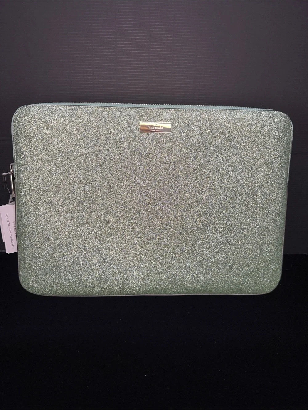 kate spade Glitter Mint Green Tablet Sleeve with Gold Plaque