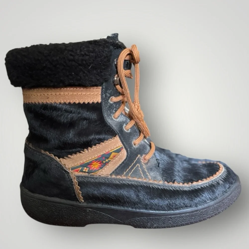 Vintage La Scarpa Dival Black Shearling Apres Ski Wool Winter Boots Size 41