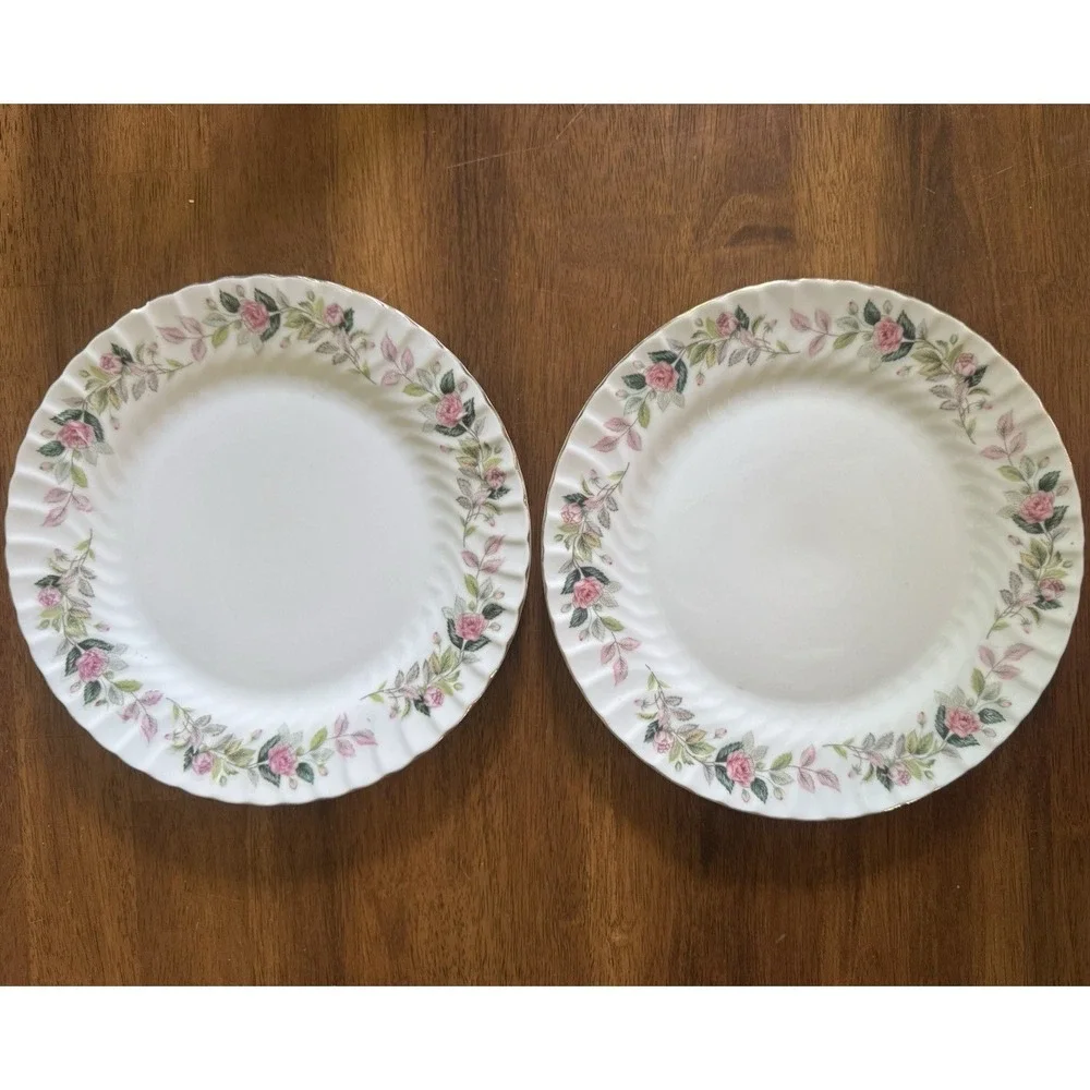 Creative Regency Rose Fine China Floral Plates Set of 2 Japan Round Printed