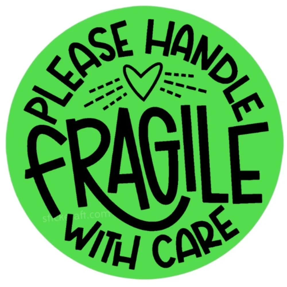 FRAGILE Handle With Care Stickers - 2” Round Shipping Labels