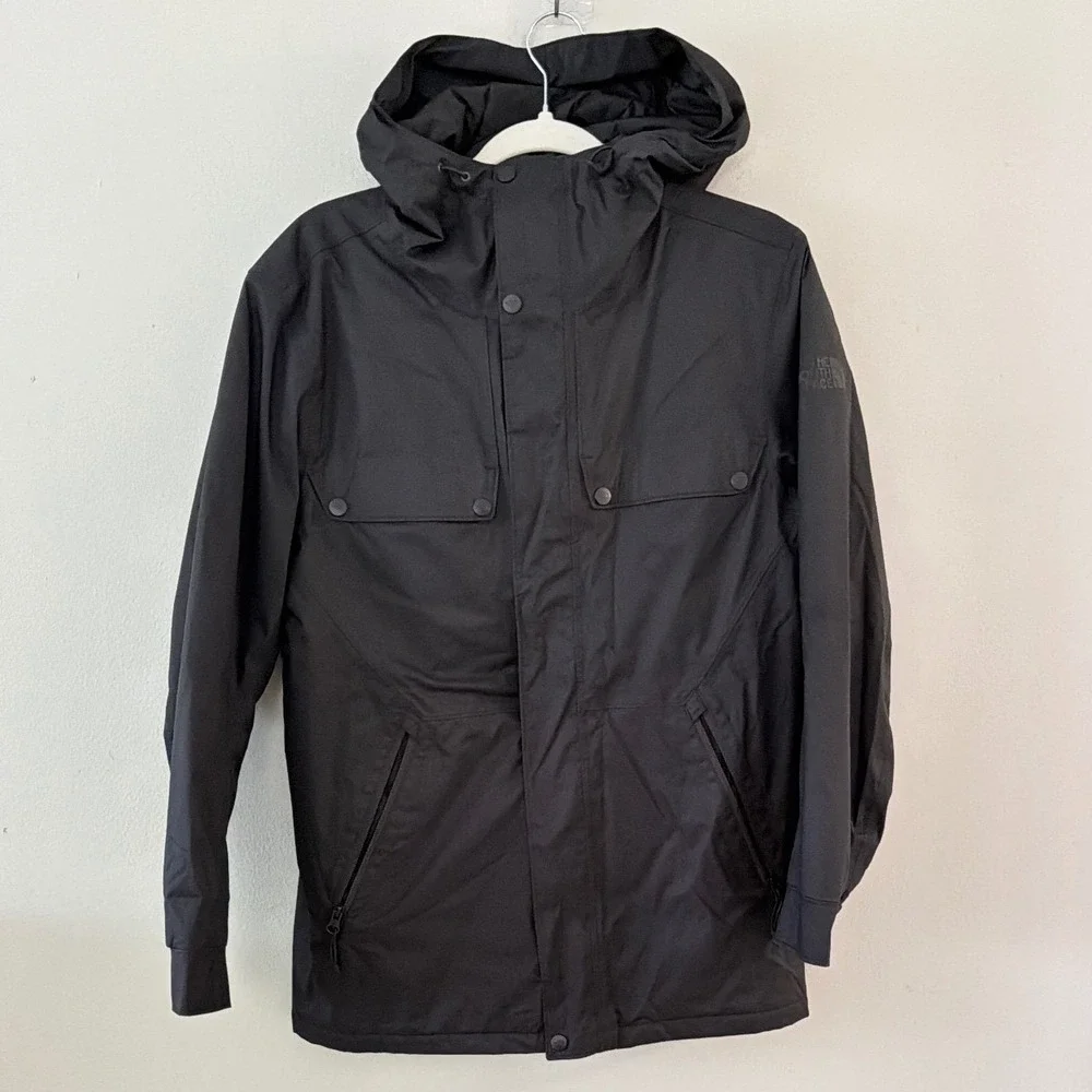 The North Face Mens Small Insulated Hooded Parka Jacket Black Zip Up