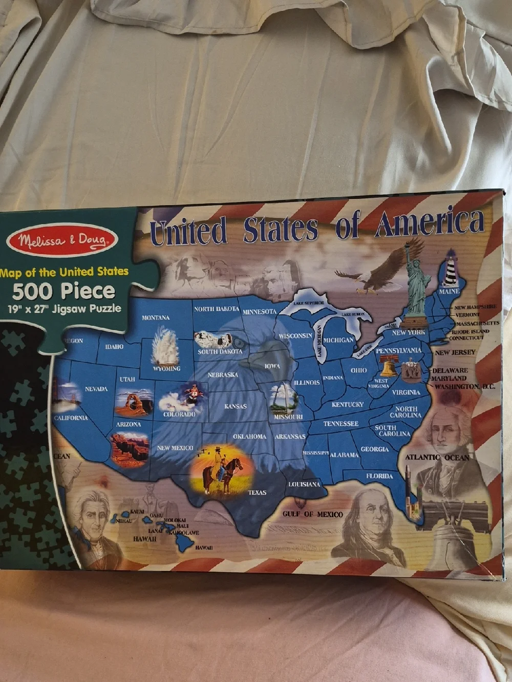 Melissa & Doug Blue United States Map 500-Piece Jigsaw Puzzle 19x27