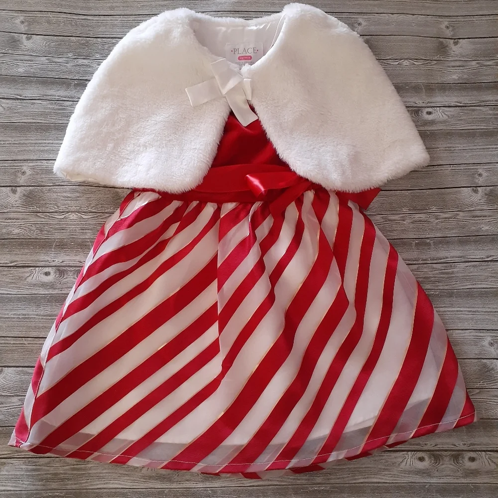 🎉3xHP/Live🎉🔥3/$70 The Children's Place Dress & Faux Fur Bolero Shrug