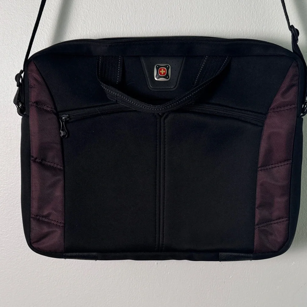 Swiss Gear Stylish Black‎ and Maroon Men's Messenger Crossbody Laptop Bag