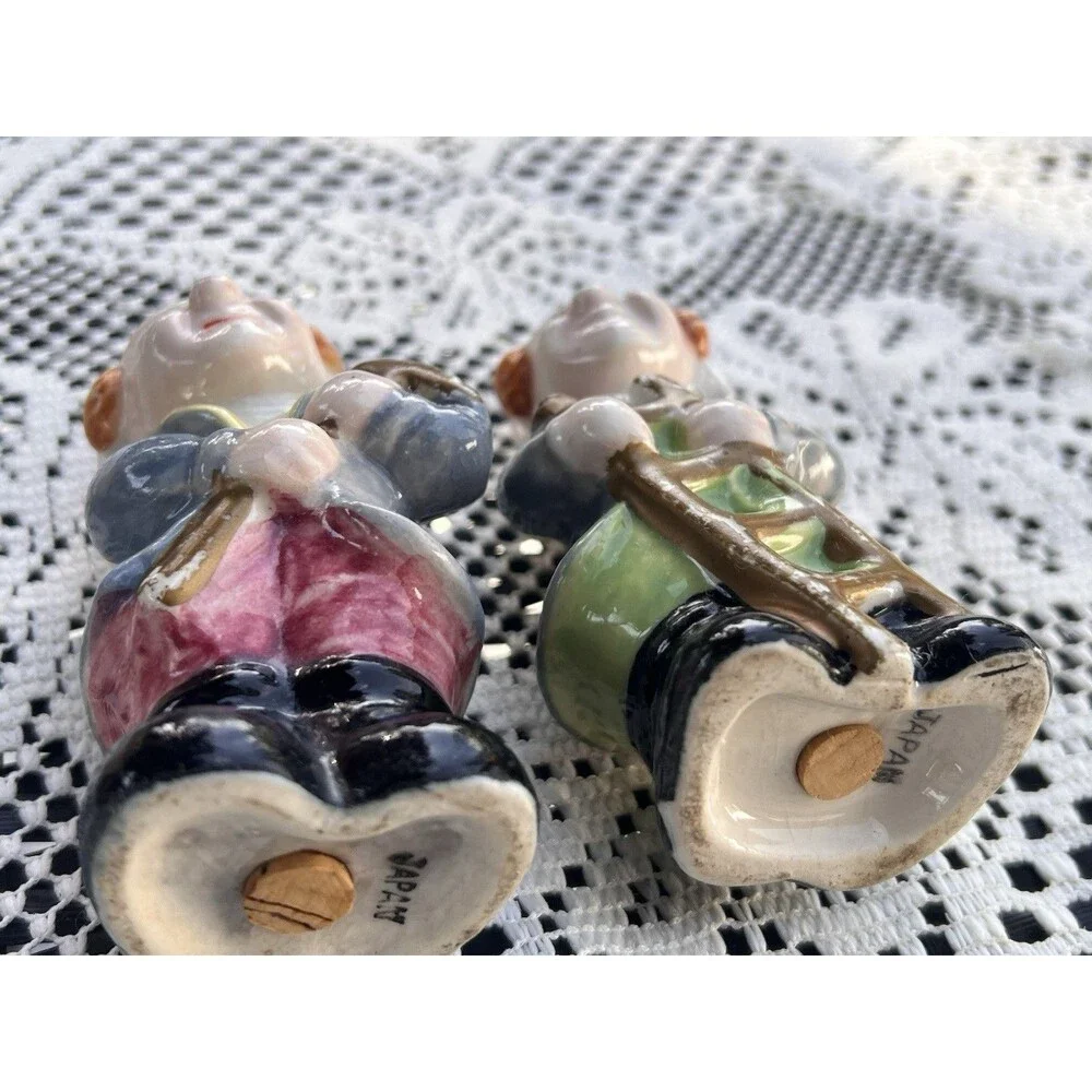 Vintage Japan Figural Salt & Pepper Shakers Carpenter Workers Ladder Hammer Pair