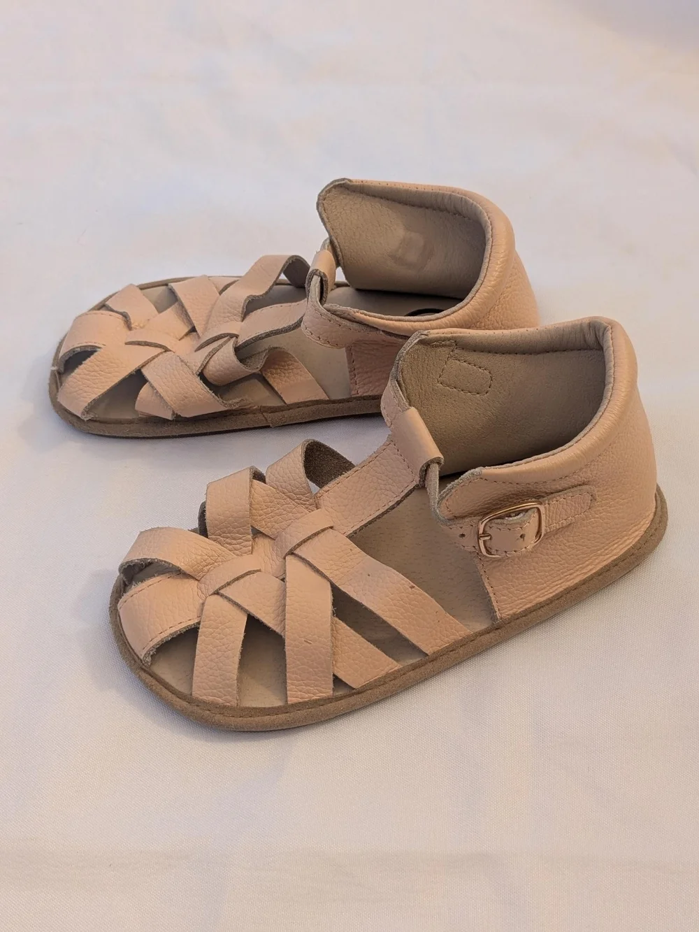 Little Love Bug Pink Leather Closed Toe Sandals