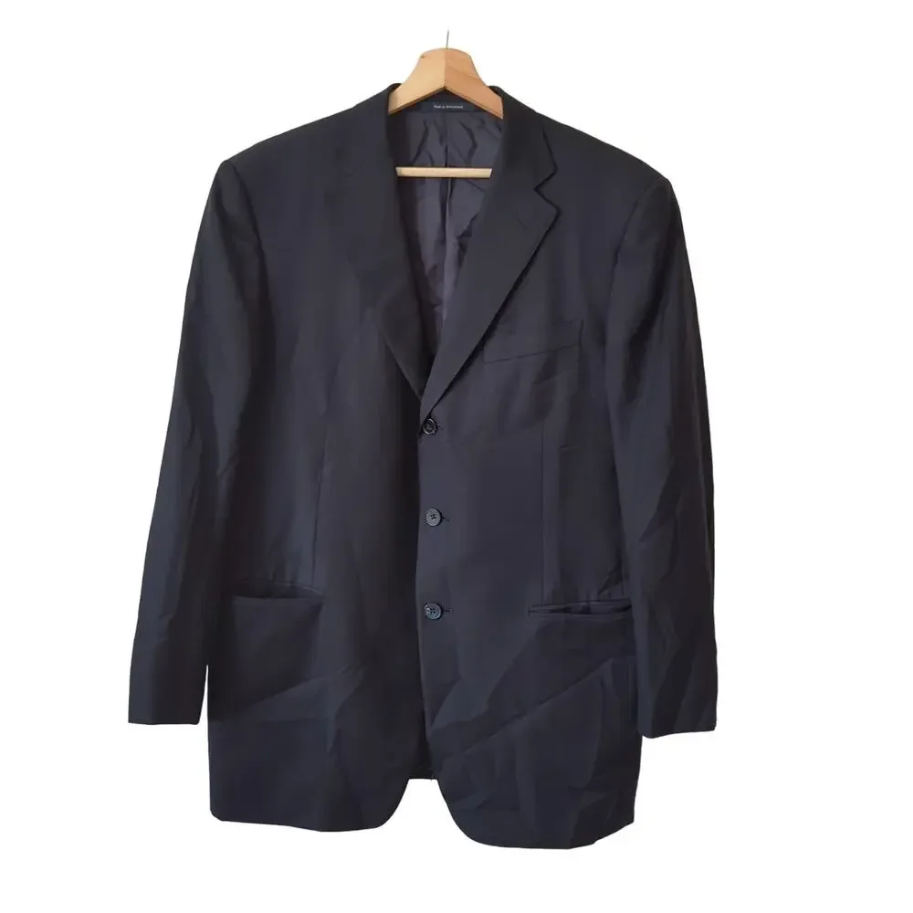 Ermenegildo Zegna Blazer Jacket Mens 52R US42 Roma 100% Wool Navy Blue Suit Coat